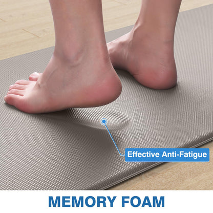 StepRite Kitchen Mats, 2PCS Kitchen Rugs, Cushioned Anti Fatigue Kitchen Mats for Floor, Non-Slip Standing Desk Mat, Waterproof Kitchen Rug Set for Kitchen, Floor, Office, 17.3"x30"+17.3"x47", Khaki