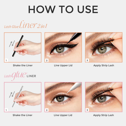KISS Lash GLUEliner, 2-in-1 Felt-Tip Eyelash Adhesive and Eyeliner, Matte Finish, Foolproof Application, Easy Touch-Up, 0.03 Fl Oz.- Black, Packaging May Vary