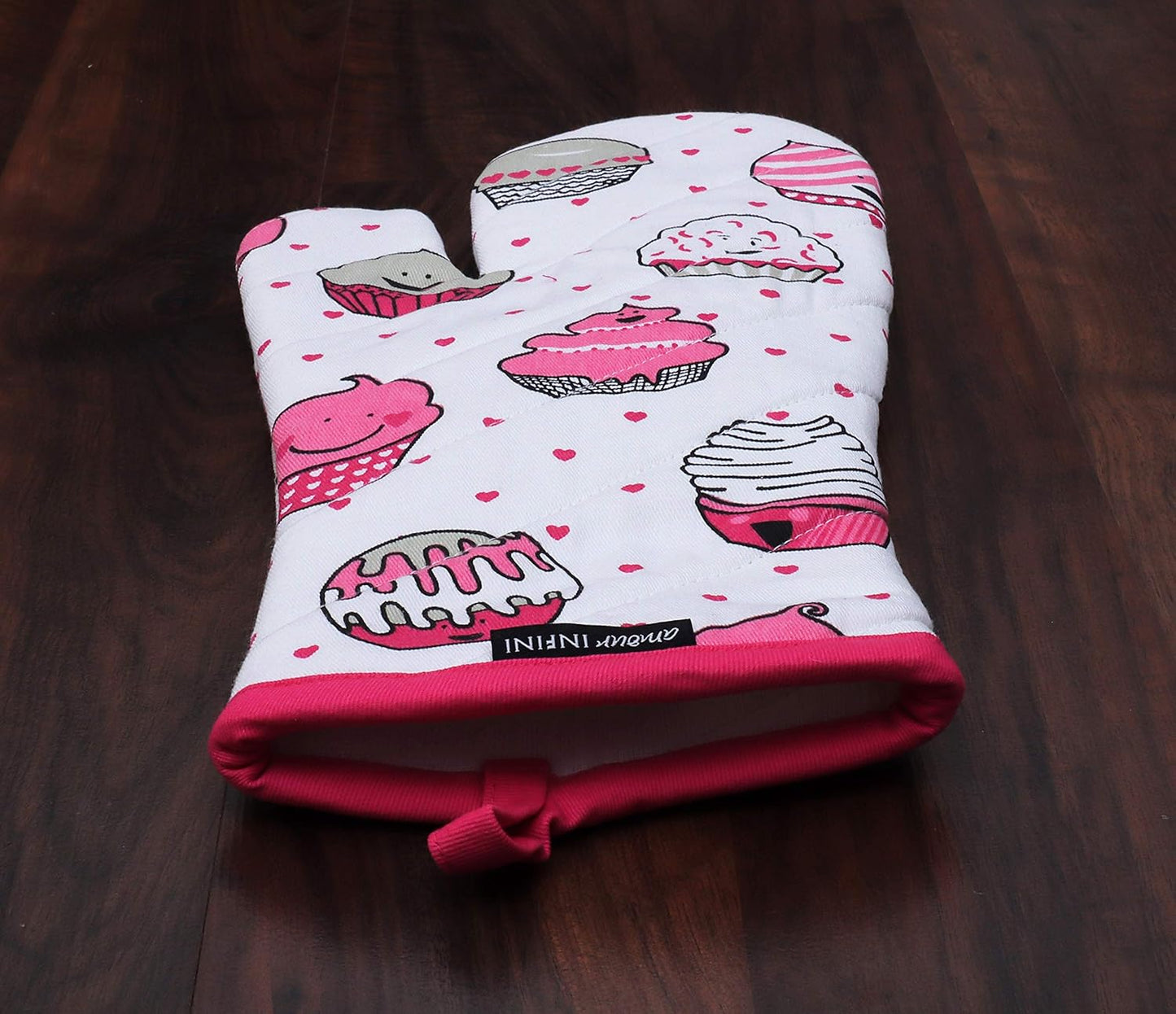 AMOUR INFINI Pot Holders and Oven Mitt Set, Heat Resistant Non Slip Reusable Oven Gloves for Cooking