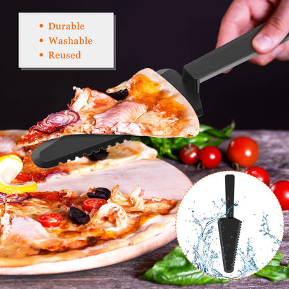 Suclain 50 Pieces Black Disposable Cake Knife Bulk for Wedding Party 9.1 Inch Plastic Cake Server Cutting Plastic Spatula Knives Pie Pizza Pastry Slicer Serving Utensils for Kitchen