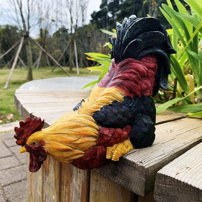 Vibrant Red Rooster Garden Statue - Unique Outdoor Decor