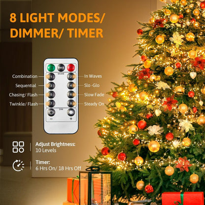 33ft 100 LED Fairy Lights Battery Operated with Remote, HALHSAP Battery Powered String Lights, Waterproof Twinkle Fairy Lights for Bedroom DIY Party Wedding Indoor Outdoor Christmas Decorations 1 PACK