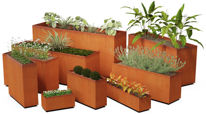 Plantercraft Large Rectangular Planters for Outdoor Plants | 72 Inch Corten Steel Planter & Extra Large Outdoor Planter Box | Metal Raised Garden Bed for Patios, Privacy Screens & Modern Landscapes