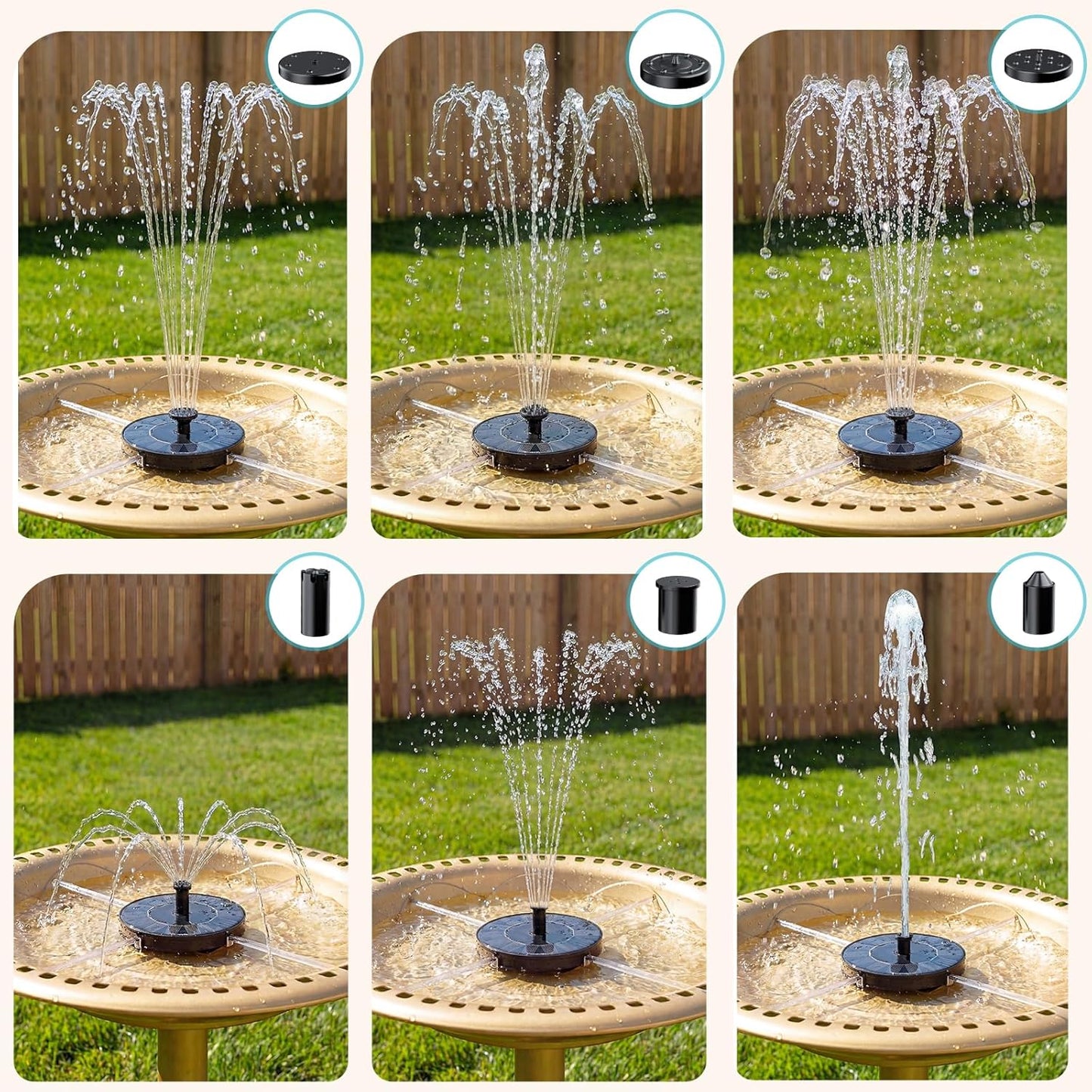 AMZtime Solar Fountain - Mini Solar Powered Water Pump for Bird Bath, Garden, Pond & Pool