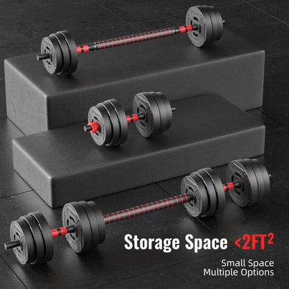 Fitvids Multi-Functional Portable Changeable Dumbbell and Barbell Kettlebell Set with Adjustable Weights, 40LBS or 60LBS Sets, 2-in-1 or 4-in1, Multiple Sizes