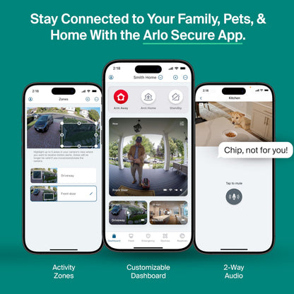 Arlo Essential Security Camera 2K (2025 Release) + 6 Months of Secure Plus Plan - Continuous Wired Plug-in Power Outdoor Camera, Person Recognition, Package Detection, Animated Preview, 2 Cam, White