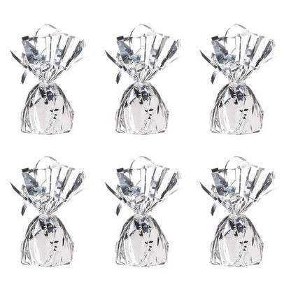 Beistle Metallic Wrapped Balloon Weight – 6 Pack, Silver Balloon Centerpiece Bouquet Holders, Party Decoration Accessories for Birthdays, Weddings, Graduations, and Retirement Celebrations, 6 Oz