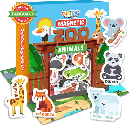 1-3 3-5 Curious Columbus Zoo Animals Fridge Toddler Magnets for Year Olds | Large Foam Refrigerator Magnets for Kids