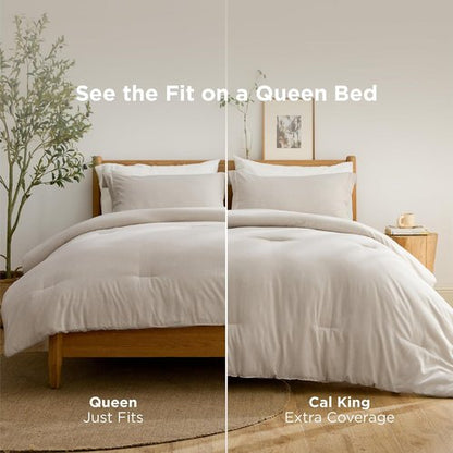 Bedsure Queen Comforter Set - Beige Soft All-Season Bedding | 3-Piece Set with 90"x90" Comforter & 2 Pillow Shams