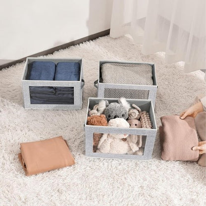 Homsorout Fabric Storage Bins - 3-Pack Foldable Storage Cubes with Lids for Home & Office Organization