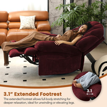 EONIX Dual Motor Power Swivel Rocker Recliner Chair for Living Room, Power Adjustable Backrest and Extended Footrest, Shell Shape Recliner Chair with USB Charging Ports, SXXY004021, Burgundy