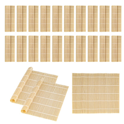 Axigundaone 20 Pcs Bamboo Sushi Rolling Mat Bulk, 9.5 x 8.9 Inch Bamboo Square Sushi Mat Roller, Sushi Making Roller Mats for Beginners, Sushi Party