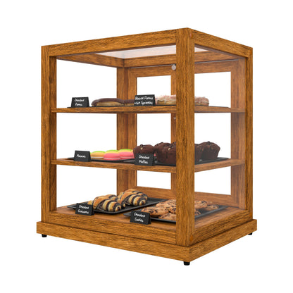 KoolMore 25 in. Light Wood Countertop Upright Dry Bakery Display Case, Pastry, Cake, and Bread Display with Tempered Glass