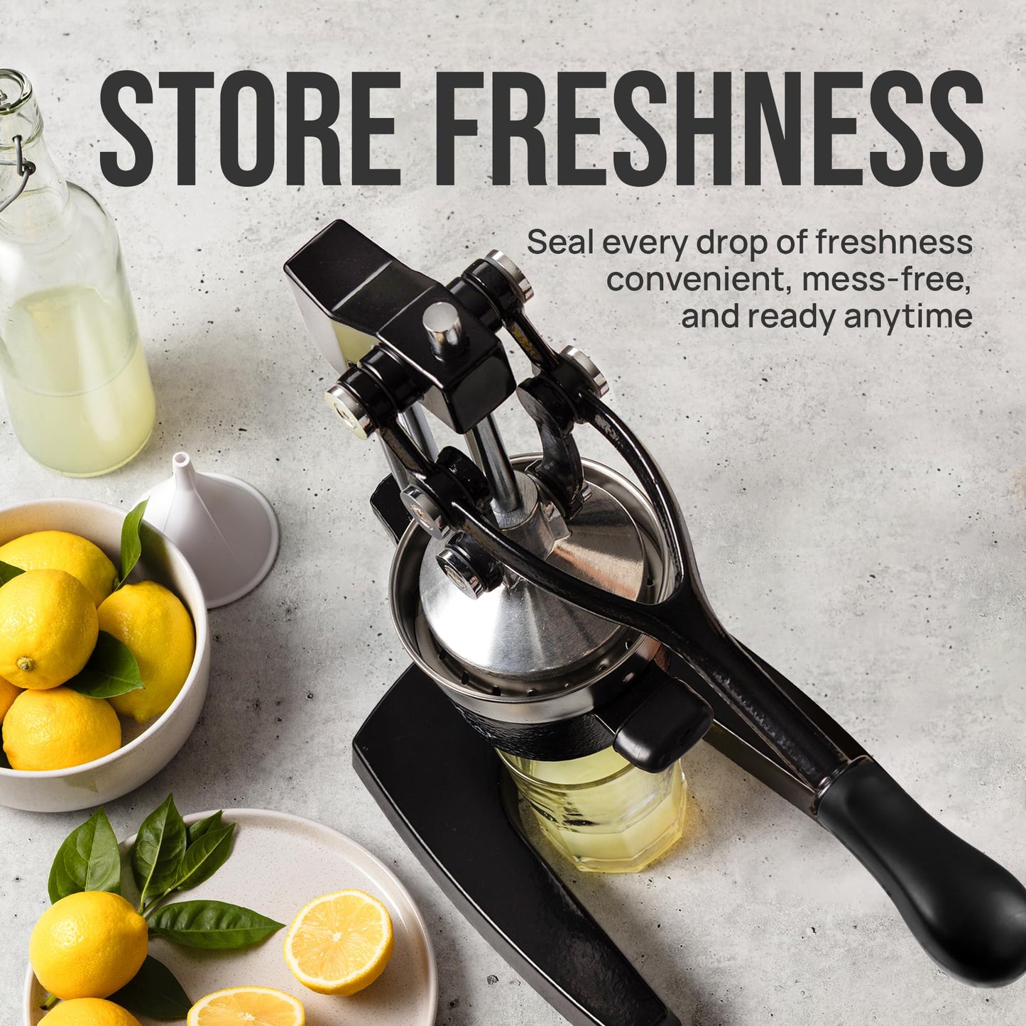 Zulay Kitchen Cast Iron Juicer - Easy-to-Clean Heavy-Duty Manual Juicer, Professional Citrus Juicer - Stainless Steel Lemon Squeezer - Manual Citrus Press & Orange Squeezer - Orange Juicer (Black)
