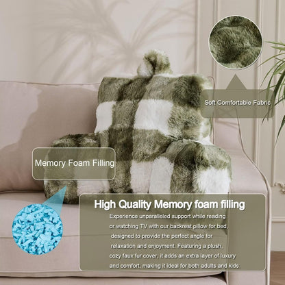 18inch-Sage Reading Pillows for Boyfriend Adult,Velvet Back Pillow Bed Wedge Large, Back Rest Support Cushion