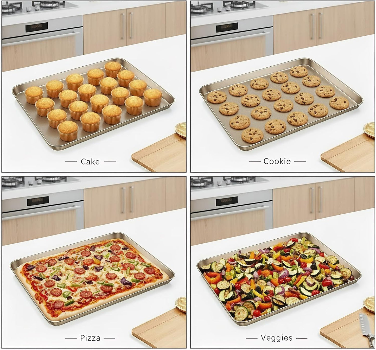 Nicunom Nonstick Baking Sheet Set - 2 Sheet Cake Pans (11.8" x 17.5") for Cookies & Roasting