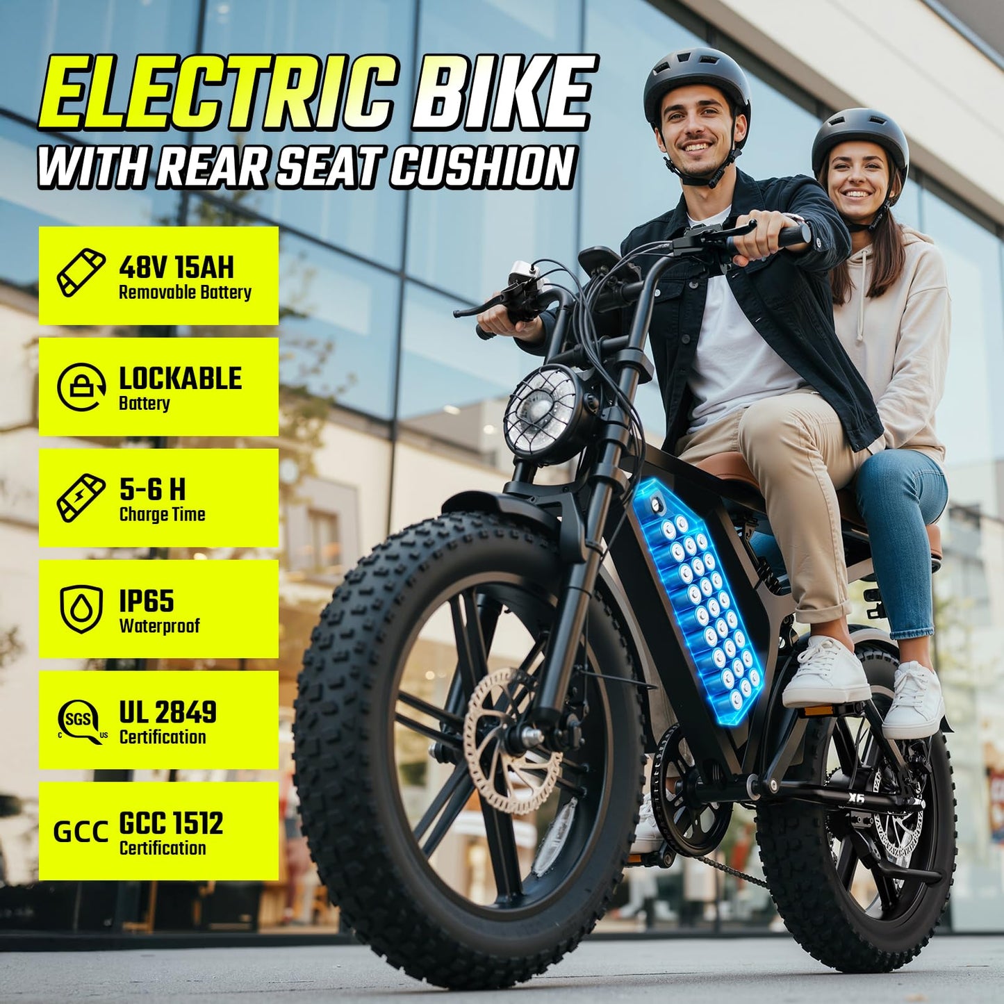 SISIGAD Electric Bike for Adults, Peak 1500W Motor, Range 70Miles, Fat Tire 20" Retro Ebike, 48V 15Ah Removable Battery, 7-Speed E Bike for City Commuting, Off-Roading, Mountain, UL 2849 Dark Black