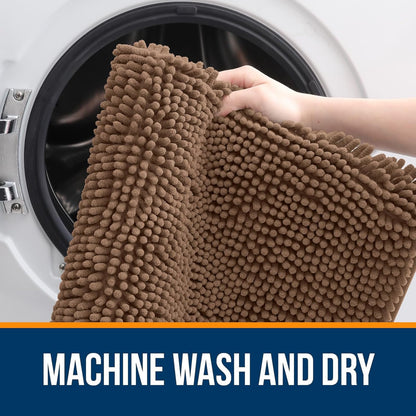 OLANLY Large Bathroom Rugs - Extra Soft Chenille Bath Mats | Quick Dry, Machine Washable, Mocha 59x35
