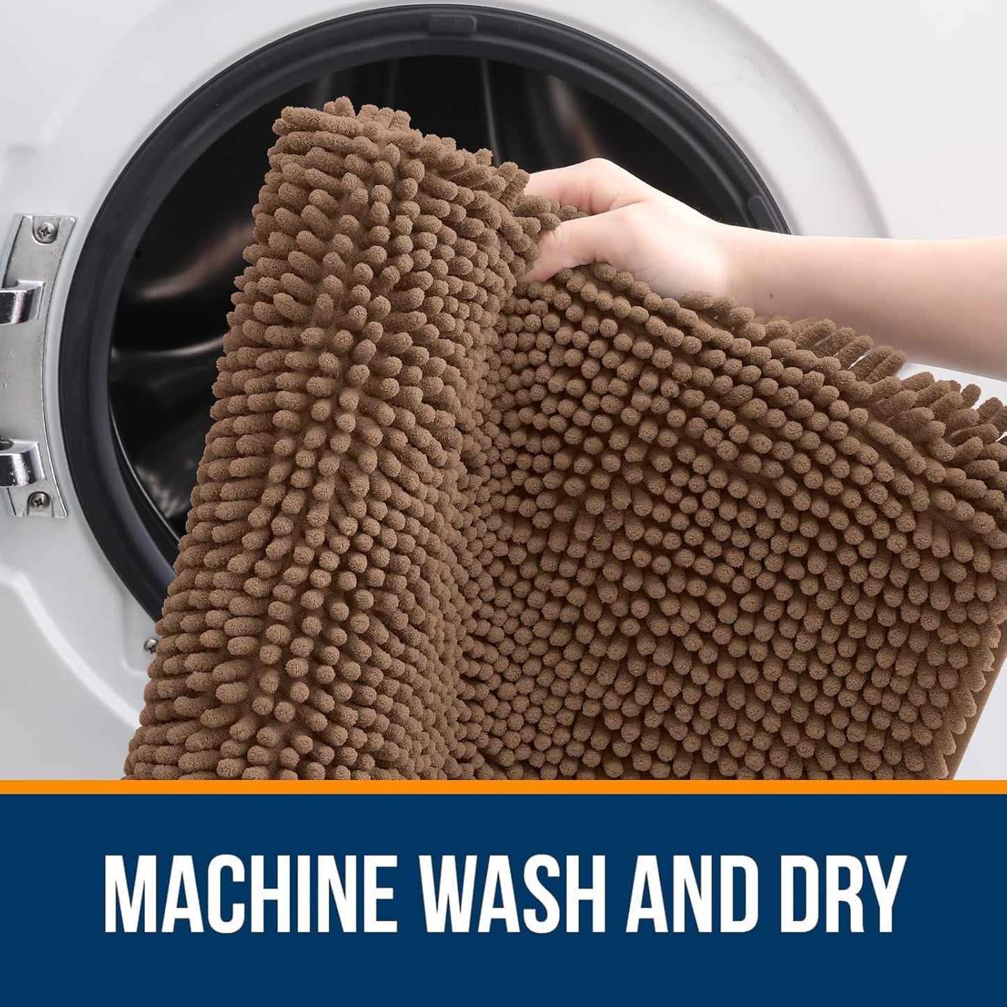OLANLY Bathroom Rugs - Extra Soft Chenille Bath Mats with Rubber Backing | 30x20 Mocha, Quick Dry & Machine Washable