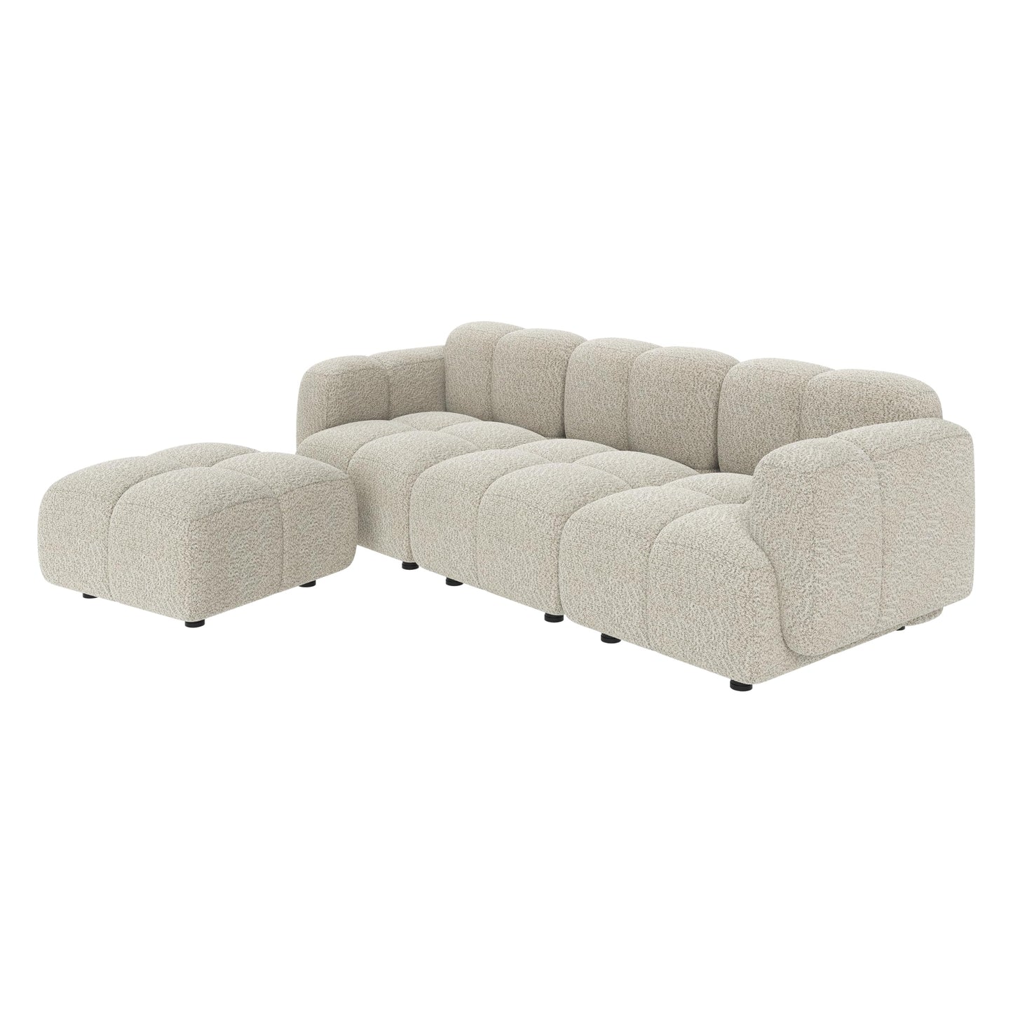 Christopher Knight Home Simi Modular L-Shaped Sofa Couch with Movable Ottoman, Boucle Upholstered Modular Sectional Sofa with Footrest, Modern Home Sofa Living Room, Comfy Cloud Couch, Beige