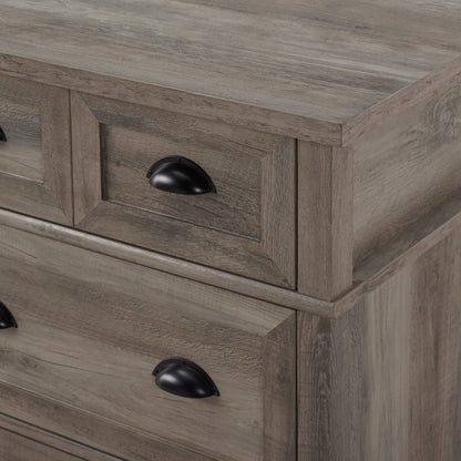 Walker Edison Modern Farmhouse 6-Drawer Framed Dresser with Half-Moon Handles, 52 Inch, Grey Wash
