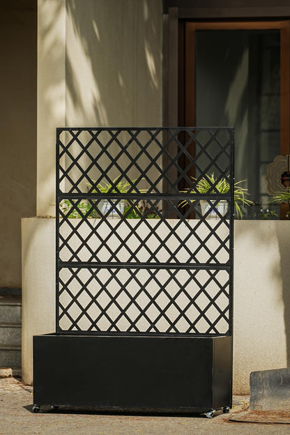 PrecisionAuto Mobile Galvanized Steel Raised Garden Bed with Trellis & Privacy Screen – Large Planter Box with Lockable Wheels & Drainage – Perfect for Vegetables, Vines, Herbs – Outdoor Metal Flower