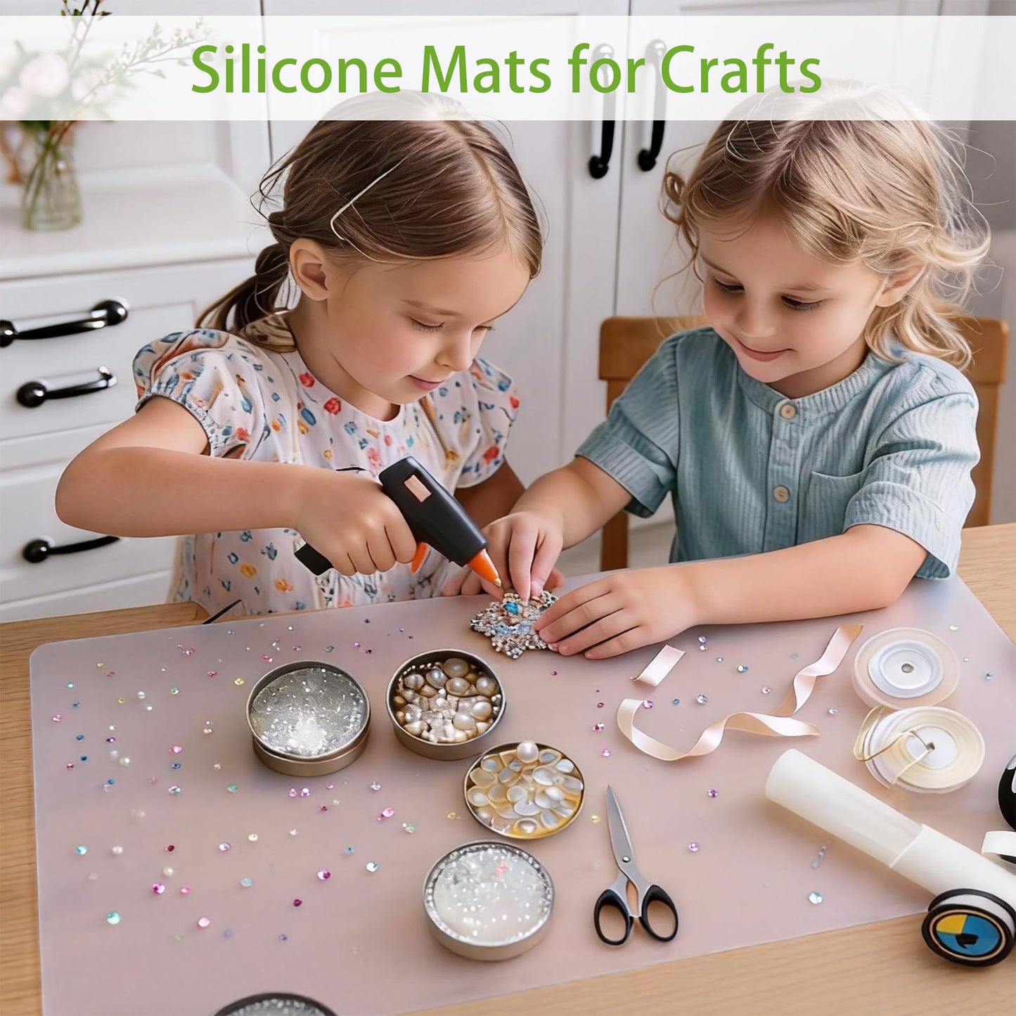 Large Silicone Mats for Kitchen Counter: 14” x 20”(1mm) Clear Non-slip Waterproof Countertop Protector Liner - Non-Stick Baking Mat - Heat Resistant Placemat for Pastry Translucent (2/Pack)