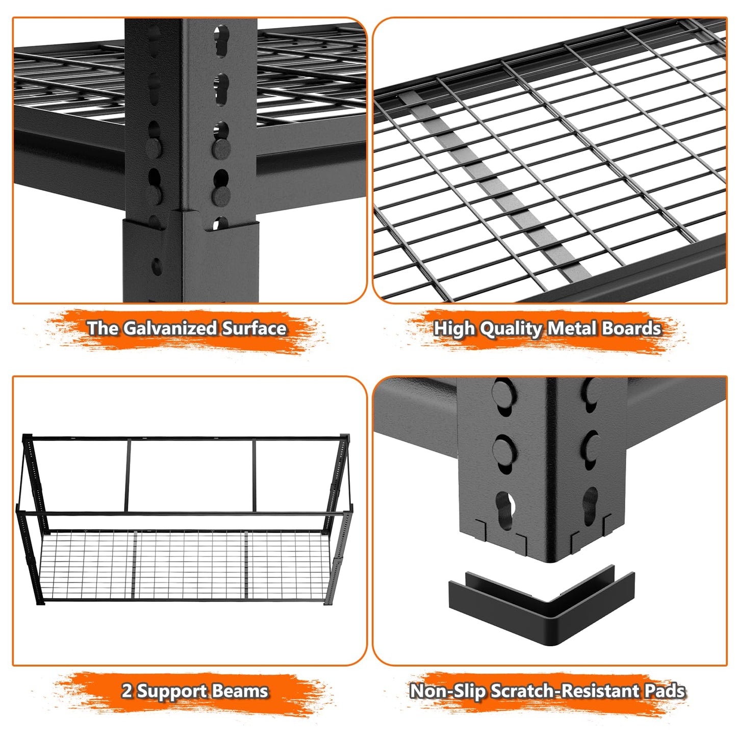 Storage Shelves Heavy Duty, 2 PCS 60" L x 24" W x 78" H Garage Wire Shelving Unit Loads 3300LBS, 5-tier Adjustable Metal Industrial Utility Shelf Rack for Kitchen, Laundry Room, Warehouse, Basement