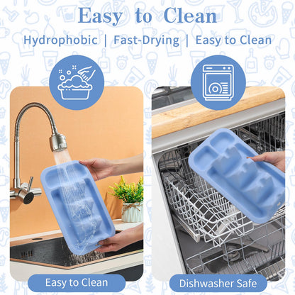 Klyrnd Silicone Taco Holder Set of 2, Reusable Taco Plate with Dividers for Hard & Soft Shells - Microwave & Dishwasher Safe Serving Stand (Blue Green)