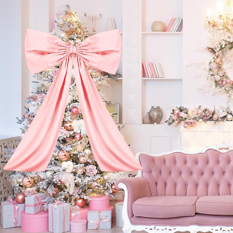 Wavwavw Large Pink Bow Decor Coquette Wall Decor for Backdrop 24 x 36'' Big Bow Giant Satin Ribbon Tie for Birthday Wedding Bridal Baby Shower Party Ballerina Room Hanging Decoration(Lining Support)