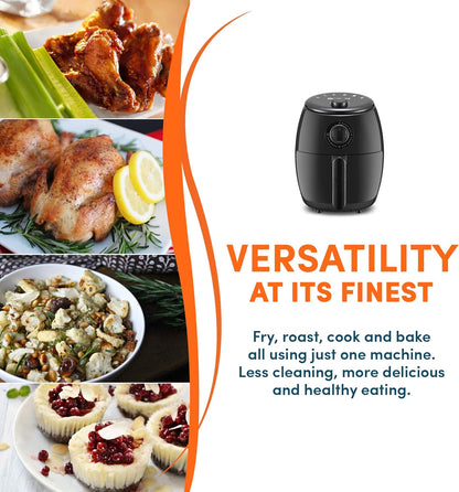 Elite Gourmet EAF-0201 Personal Compact Electric Hot Air Fryer, 2.1 Quart, Oil-Less Healthy Cooker, 1000W, Black