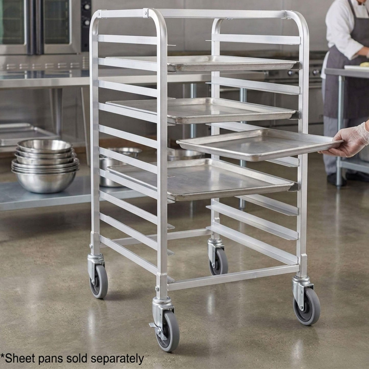 TrueCraftware- 10 Tier Aluminum Sheet Pan/Bun Pan Rack 20 1/4" X 26" X 38 1/2"- Full or Half Size Sheet Pan Rack with Locking Wheels Bakery Rack for Kitchen Baking Equipment Restaurant Pizzeria