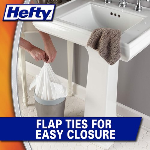 Hefty Small Garbage Bags - Flap Tie Design with Tropical Paradise Scent | 4 Gallon, 26 Count