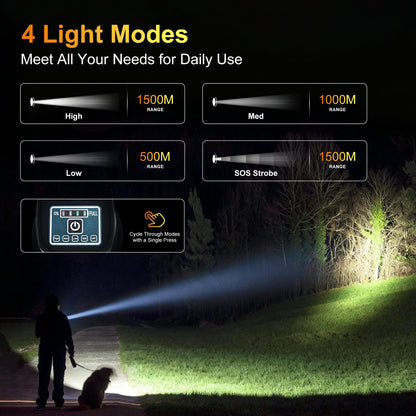 Nexoriu10000 Lumens, Rechargeable Spotlight Handheld Flashlight
