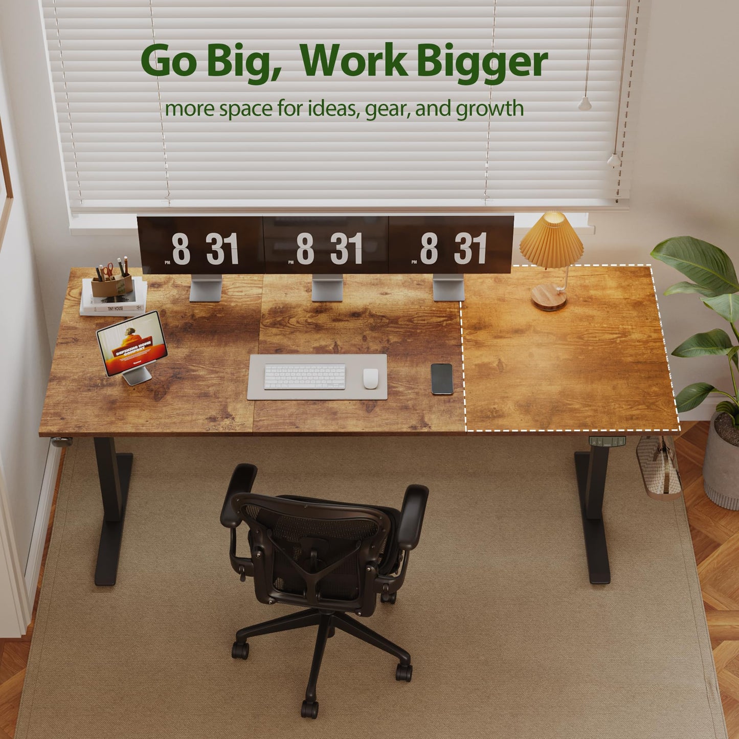 Agilestic Electric Standing Desk, 71 x 31.5 Inches Height Adjustable Desk, Sit Stand up for Work Office Home, Ergonomic Rising Computer Table with Memory Preset, Rustic Brown