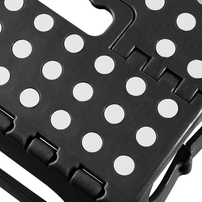 18" Casafield Folding Step Stool with Handle, Black - Portable Collapsible Small Plastic Foot Stool for Adults - Use