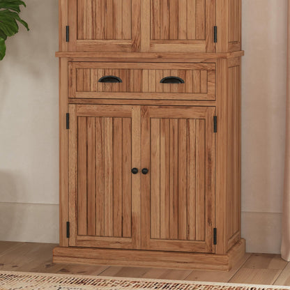 Homestyles Nantucket Natural Wood Pantry with Four Doors