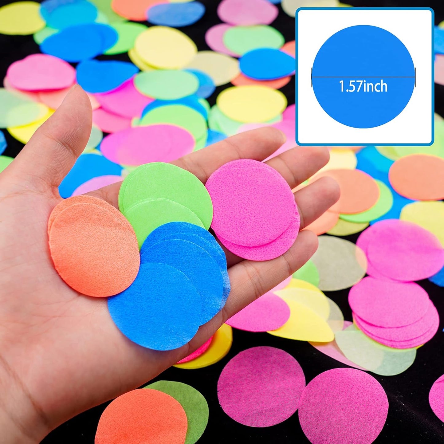 10000 pieces UV Neon Round Confetti - 5 Colors Neon Fluorescent Tissue Dot for Blacklight Party Supplies