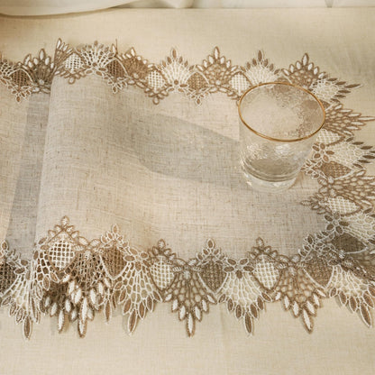 36 Inches 16 36 Inch) Phantomon Neutral Linen Table Runner Beige Embroidered Runner Lace Centerpiece for Dresser Tops