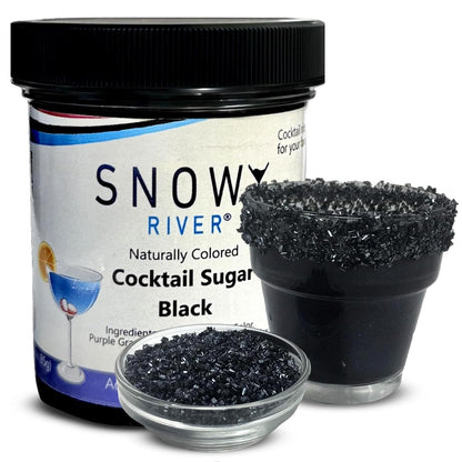 Rimmer Rimming, 3oz Snowy River Black, Cocktail & Margarita Sugar - Vibrant Naturally Colored Sugar for Cocktail Baking