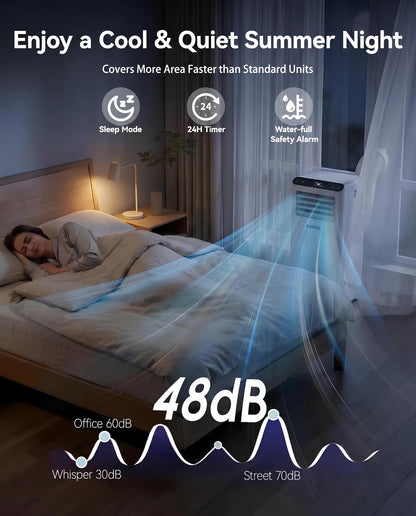 Garvee 8000 BTU Portable Air Conditioner,Up to 350 Sq.Ft. Remote Control 48dB Portable AC Unit, Dehumidifier, Fan, Sleep, 24H Timer&Installation Kit, DOE Certified, Ceer 6.2,White+White Panel