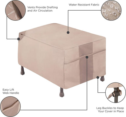 32" 22" 17" Modern Leisure Monterey Patio Ottoman/Side Table Cover - Water-Resistant Fabric - Heavy-Duty Protection