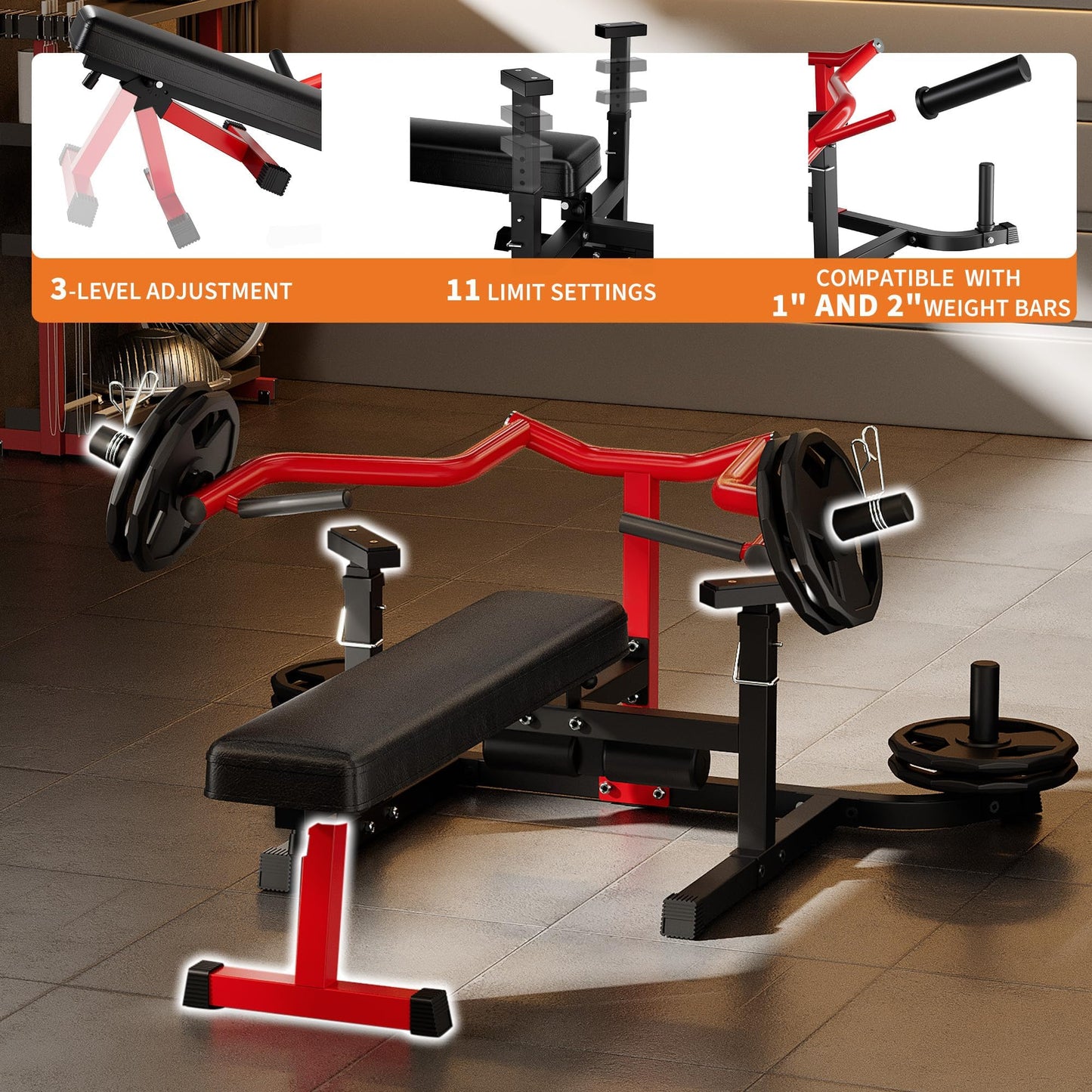 Chest Press Machine, 1250LBS Multi-Functional Adjustable Bench Press Machine with Independent Converging Arms, Flat Incline Bench for Chest, Shoulder, AB Workouts Home Gym Equipment