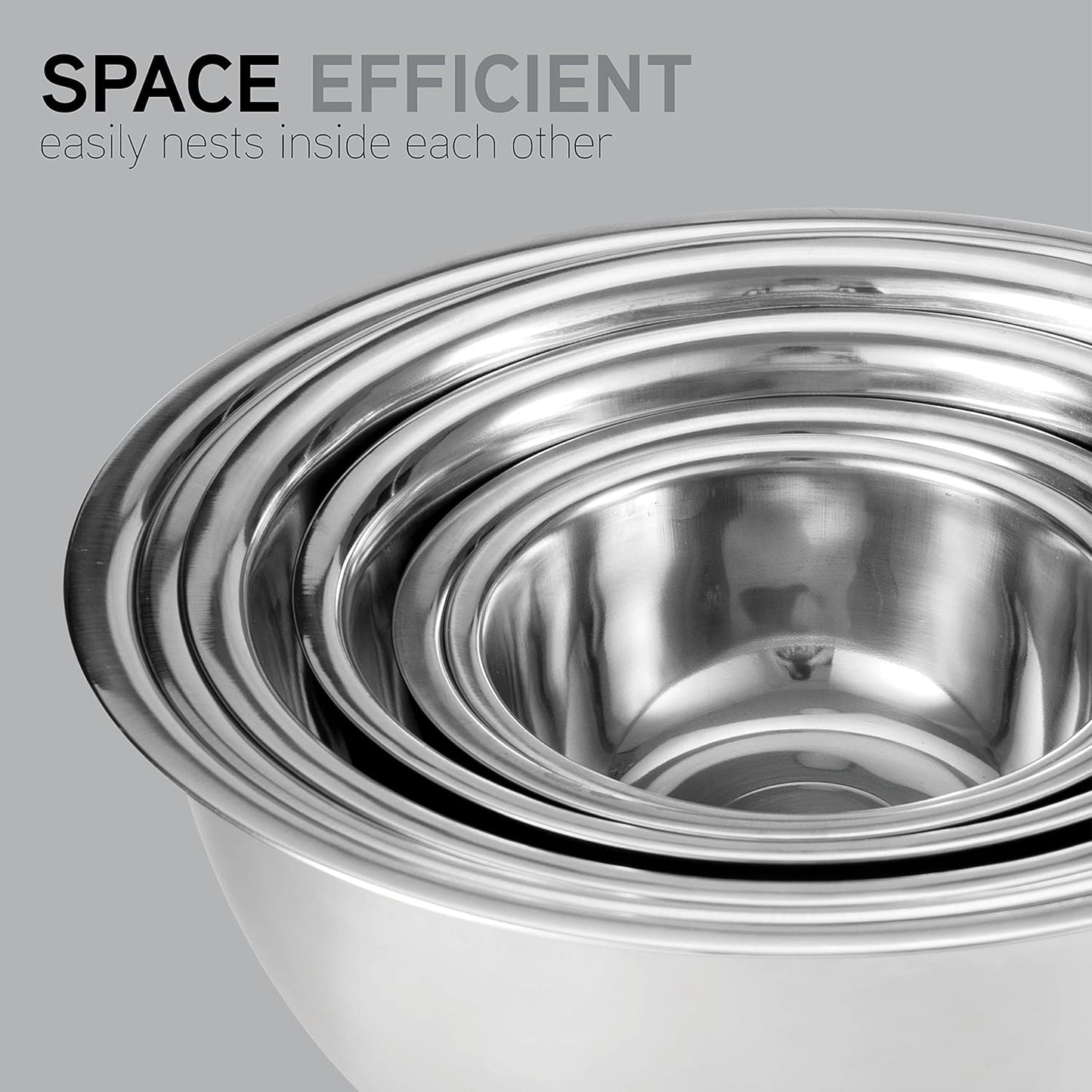 COOK WITH COLOR 6 Piece Stainless Steel Mixing Bowls Set, Nesting Prep and Mixing Bowls
