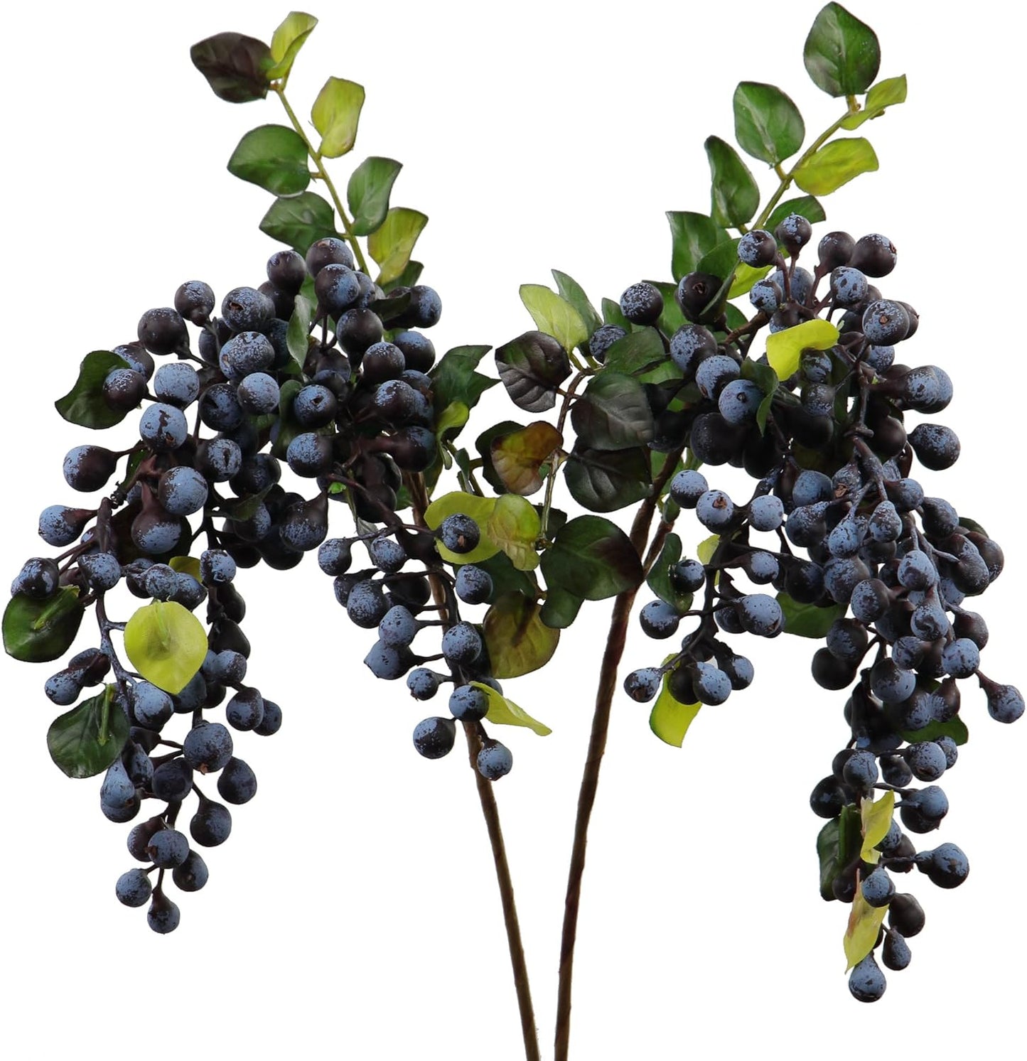2Pcs Rinlong Artificial Blueberries Fake Berries Stems Hanging Spray Frosted Blueberry Fall Floral Picks for Wreath