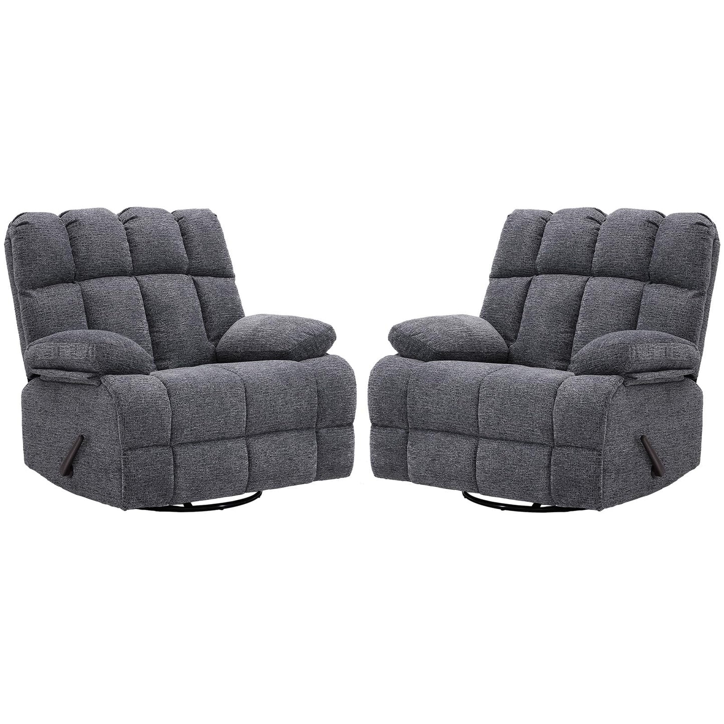 Eiayeebil Oversized Swivel Rocker Recliner Chair Set of 2 for Adult, Rock Recliner for Big Man, Extra Wide Manual Recliners, Overstuffed Soft Rocking Sofa Chair,Light Grey