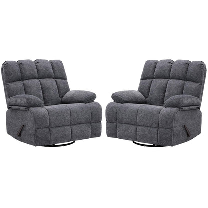 Eiayeebil Oversized Swivel Rocker Recliner Chair Set of 2 for Adult, Rock Recliner for Big Man, Extra Wide Manual Recliners, Overstuffed Soft Rocking Sofa Chair,Light Grey
