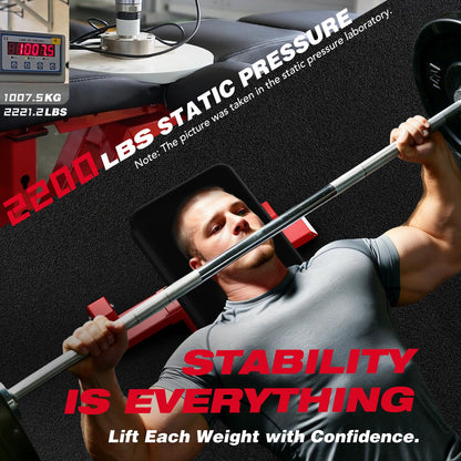 KeppiFitness Weight Bench, 1500LBS Capacity Workout Bench, 17” Bench Press Height, 11+8 Adjustable Weight Bench with Flat/Incline/Decline Angle and On-end Storage - Bench6000 (2026 Version Red Frame)