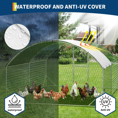 Large Metal Chicken Coop, Chicken Runs for Yard with Cover, Large Chicken Run with Double Door and Upgrade Tri-Supporting, for Outdoor Farm Yard (9.8'L x 13.1'W x 6.6'H)