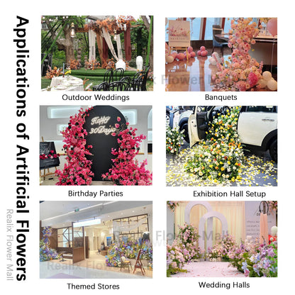 Artificial Flower Wall Backdrop, 5D Silk Cherry Blossom Pink Floral Backdrop, Floral Photo Backdrop for Wedding Valentine's Day Photography Event Party Decoration, Quick Assembly Storage (White)